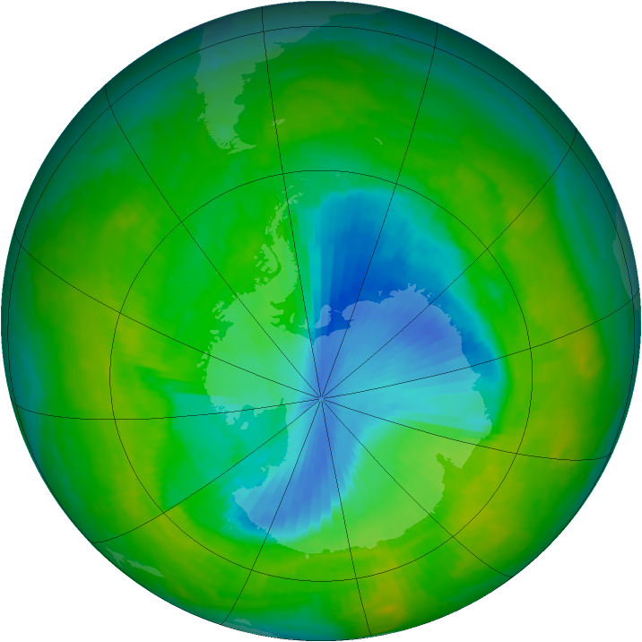 Antarctic ozone map for 27 November 2000